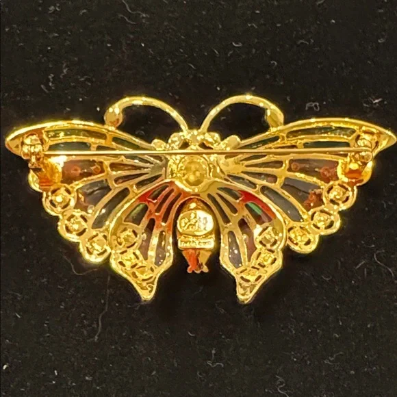 VINTAGE DESIGNER SIGNED JOAN RIVERS BUTTERFLY BROOCH SWAROWSKICRYSTALS RARE